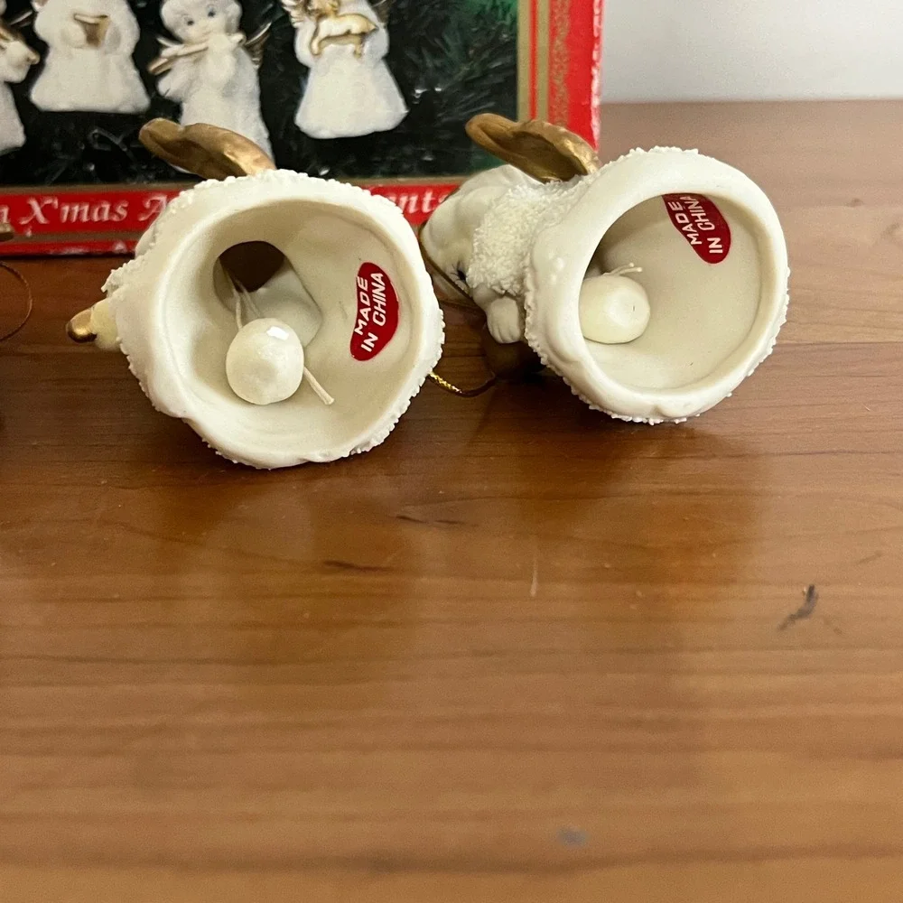 Lincolnshire Collection Jade Porcelain Golden Angel Christmas Ornaments Set of 4